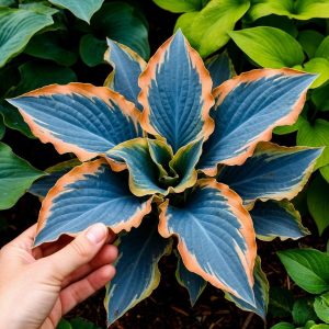 Хоста Океан Вью купить по цене от 960р. в интернет-магазине «Посадика» с доставкой почтой в в Светлыйе и по всей России – [изображение №1].